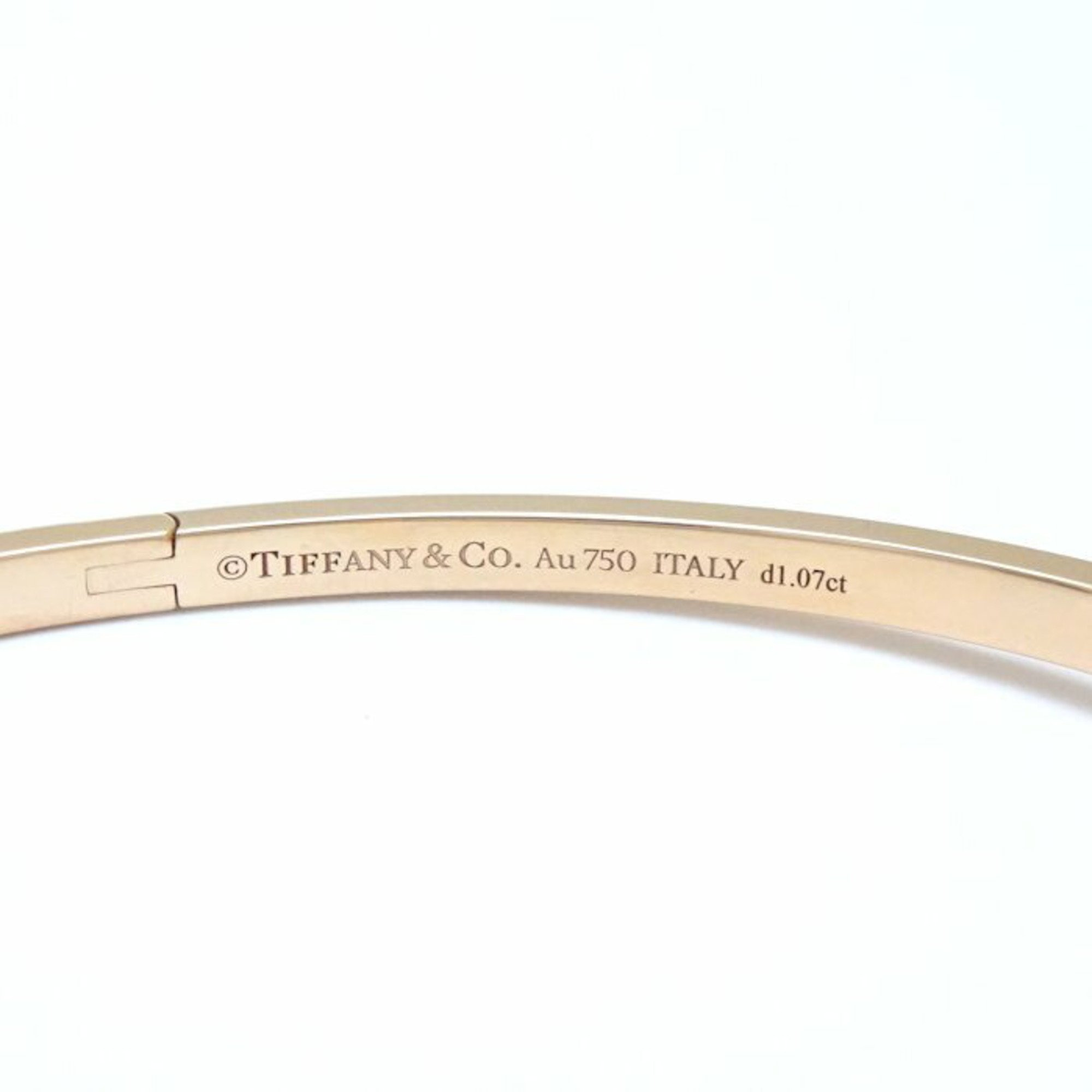 TIFFANY&Co. Tiffany T One Narrow Diamond Hinge Bangle Extra Large K18RG Rose Gold 292376