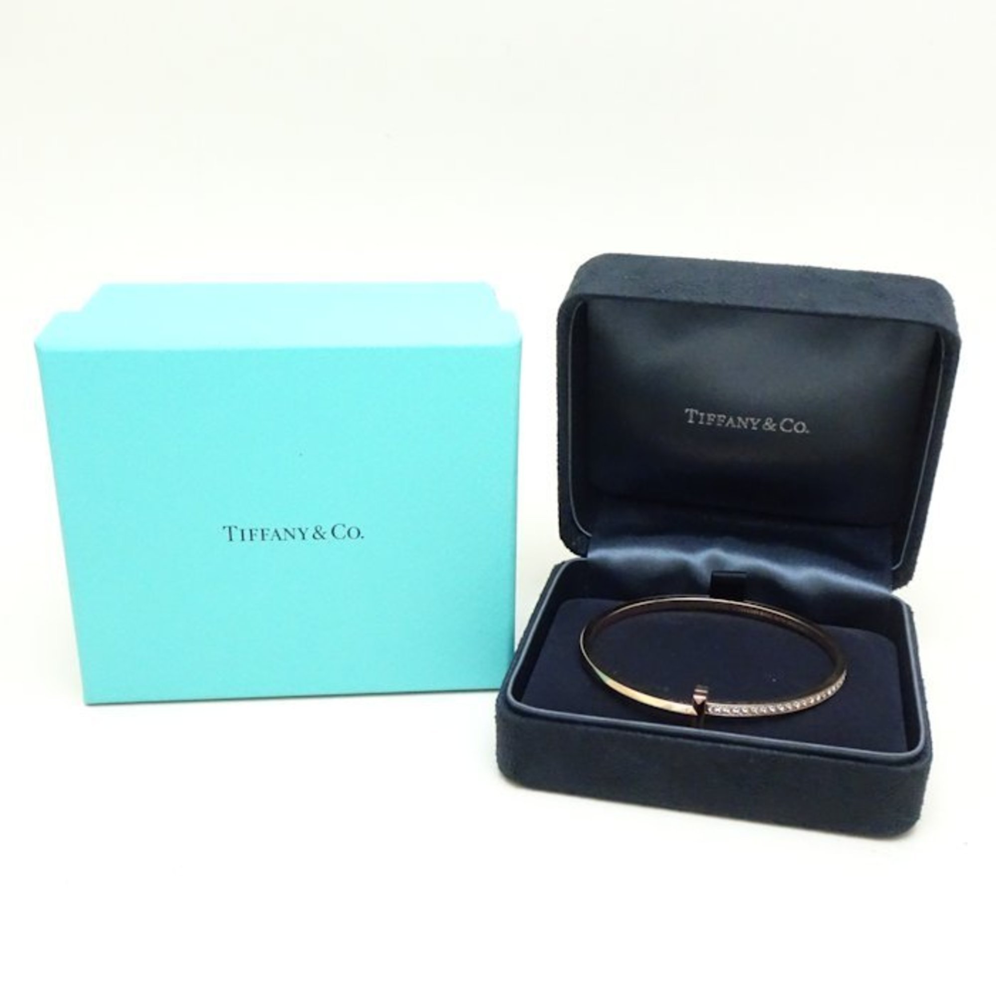 TIFFANY&Co. Tiffany T One Narrow Diamond Hinge Bangle Extra Large K18RG Rose Gold 292376