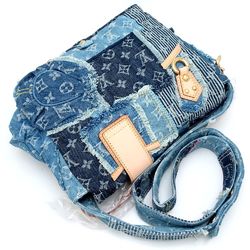 LOUIS VUITTON Louis Vuitton Posty M95374 2Way Bag Monogram Denim Patchwork Blue 351590 ☆