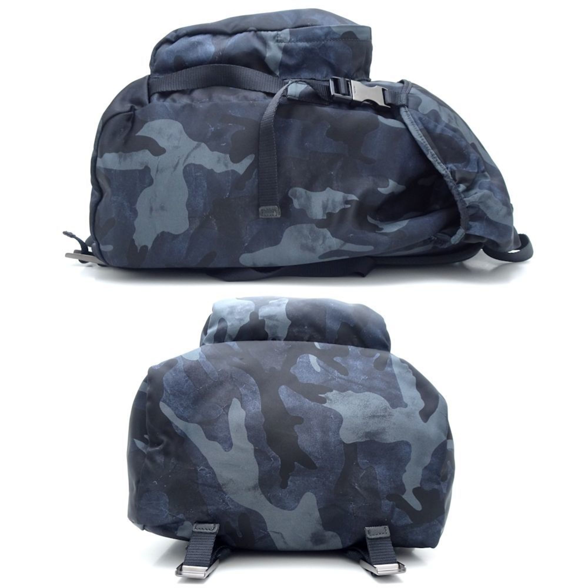 PRADA Prada V135 Backpack Camouflage Nylon BLEU 351606