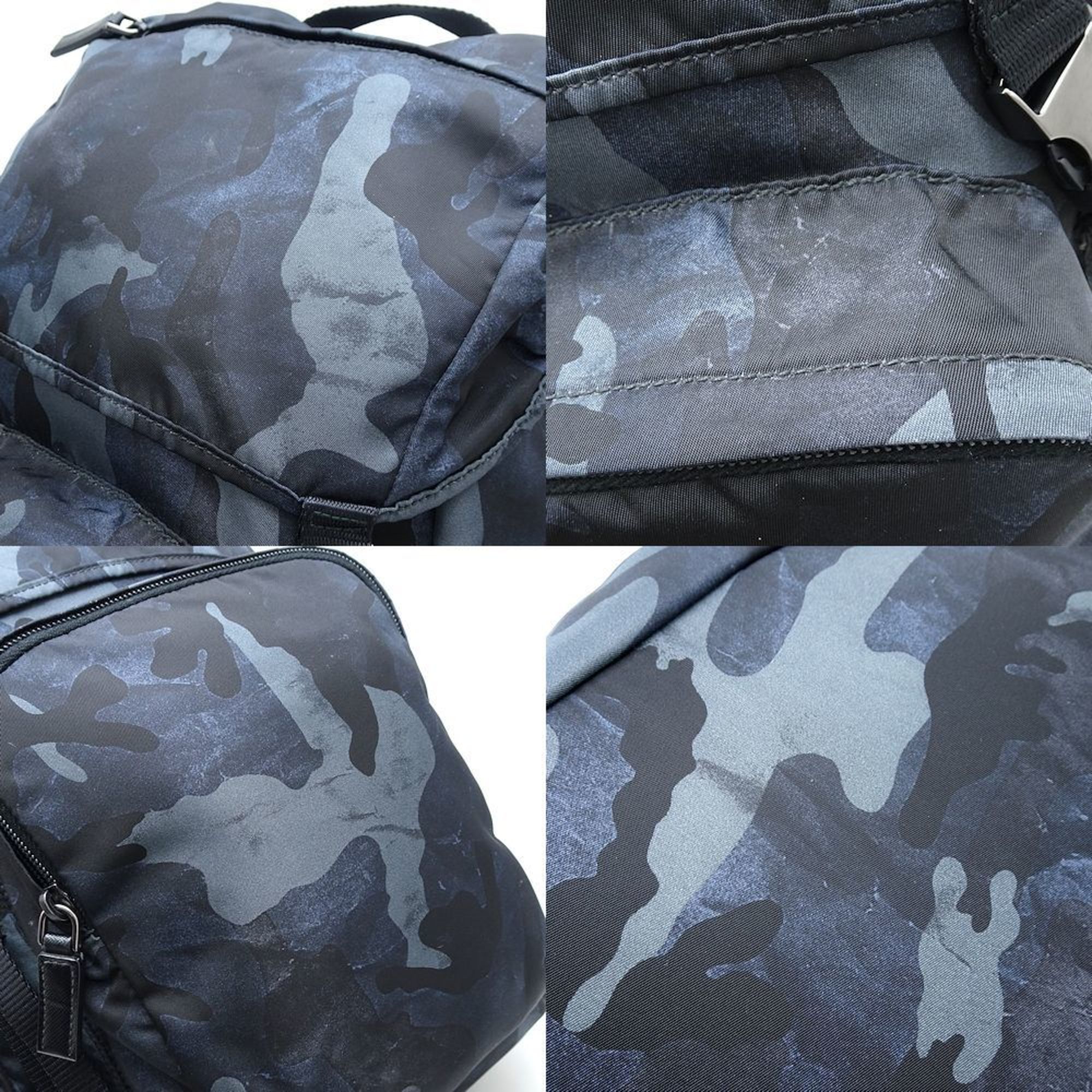 PRADA Prada V135 Backpack Camouflage Nylon BLEU 351606