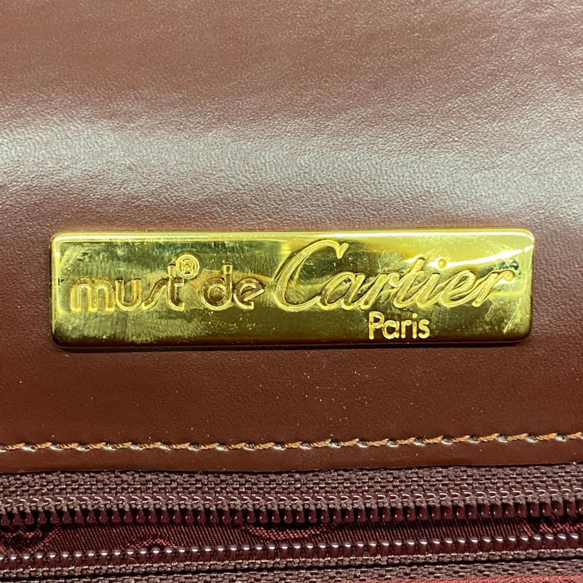 Cartier Shoulder Bag Must Leather Ladies