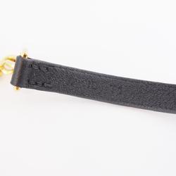 Hermes Bracelet Etrier Double Tour A Stamp GP Plated Leather Gold Black Women's