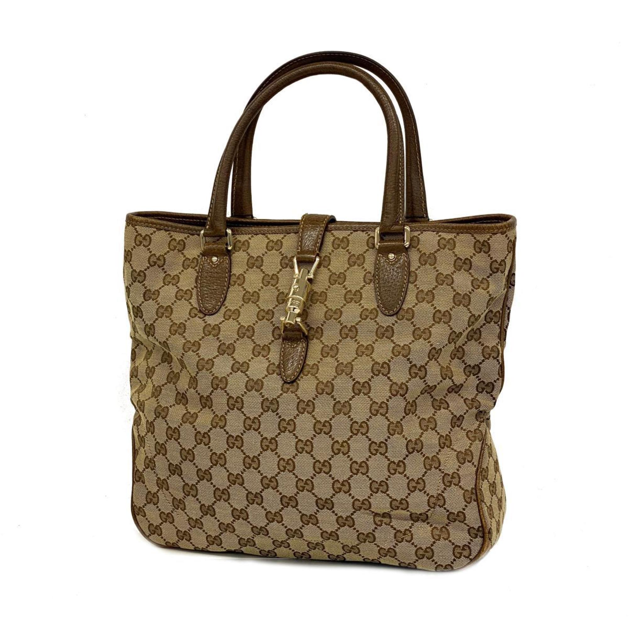 Gucci Tote Bag GG Canvas New Jackie 145818 Brown Women's