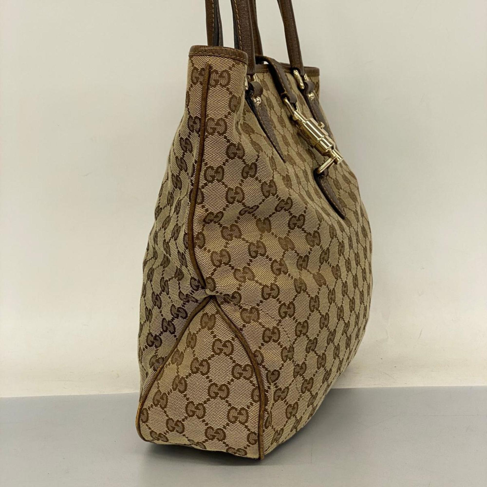 Gucci Tote Bag GG Canvas New Jackie 145818 Brown Women's