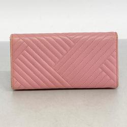 Chanel long wallet lambskin pink ladies