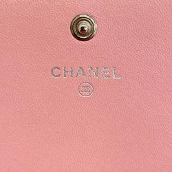 Chanel long wallet lambskin pink ladies