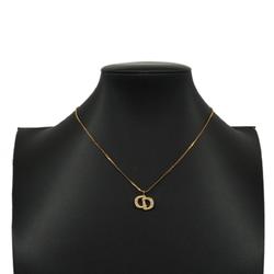 Christian Dior Necklace CD Rhinestone GP Plated Gold Women's