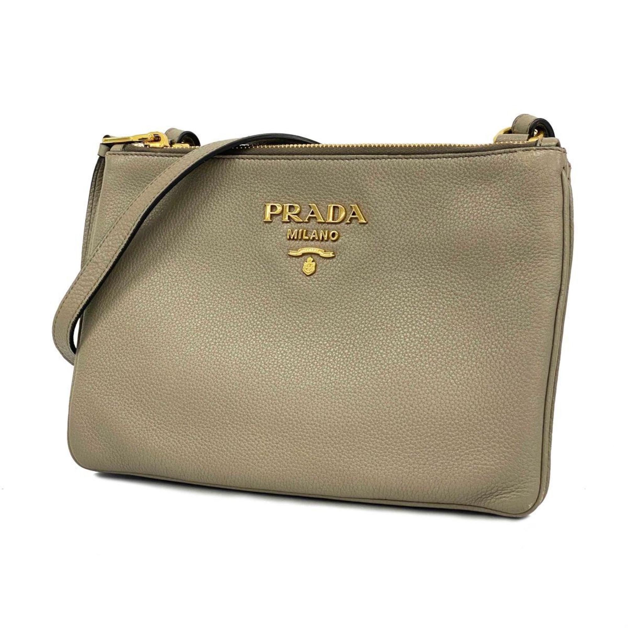 Prada shoulder bag leather beige ladies