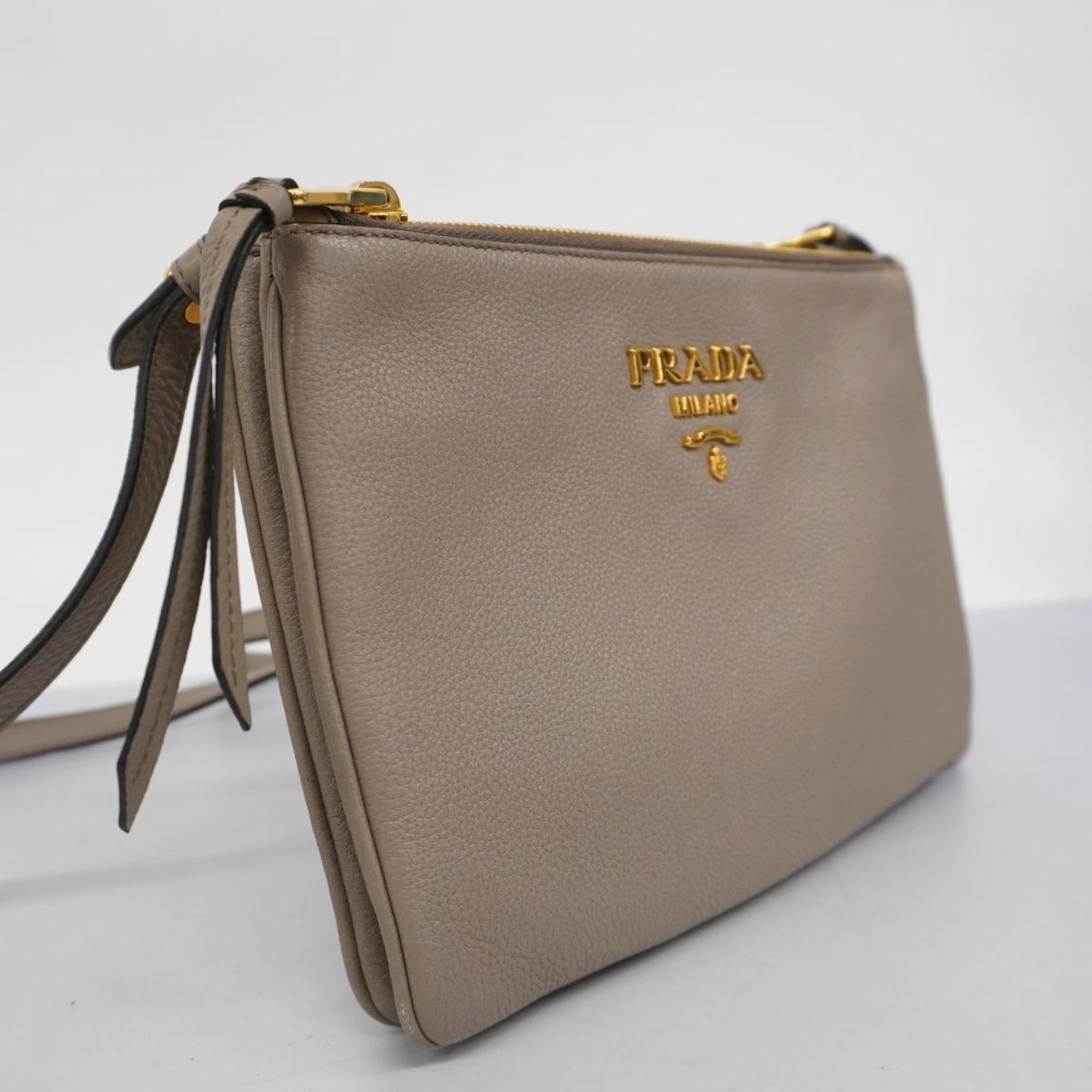 Prada shoulder bag leather beige ladies