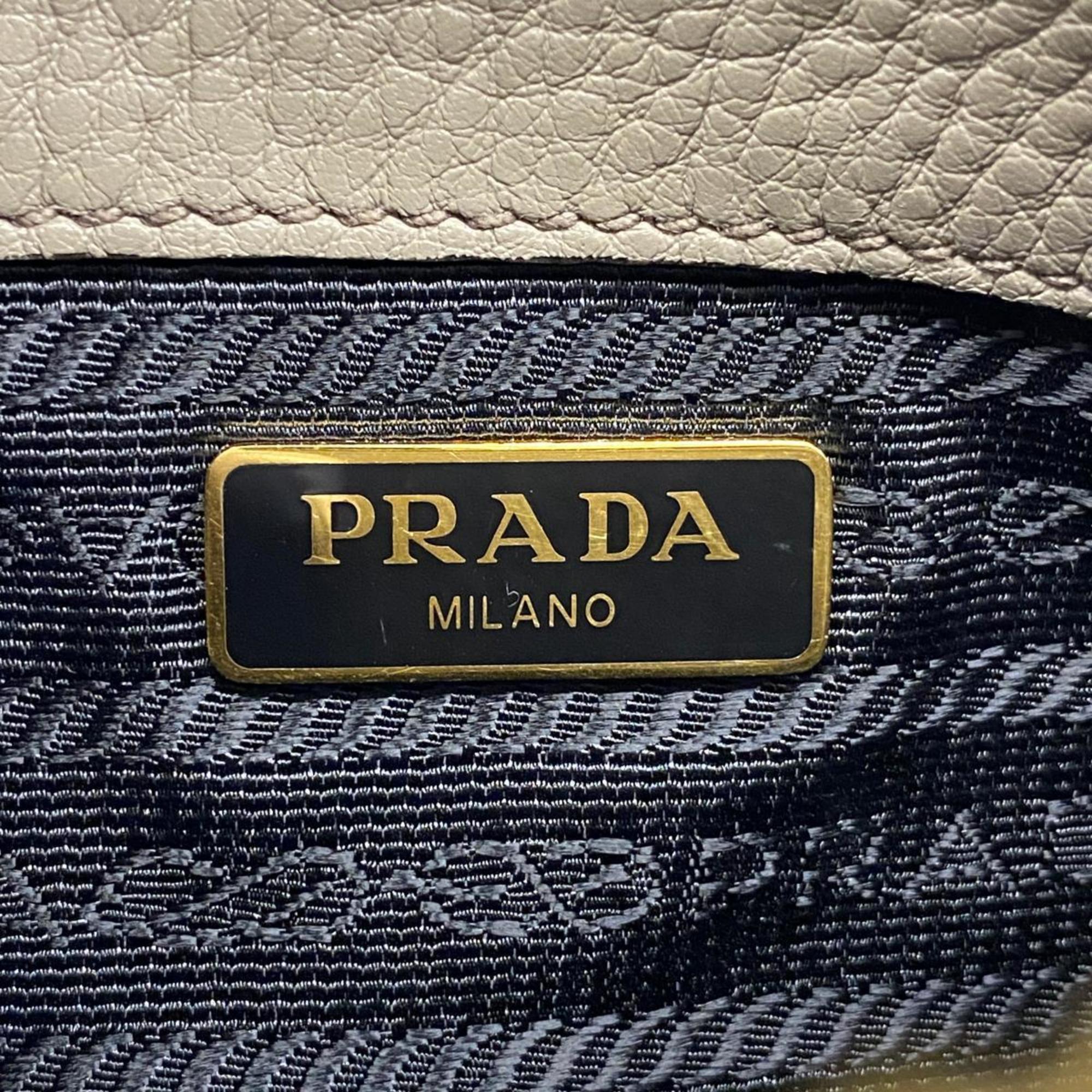 Prada shoulder bag leather beige ladies