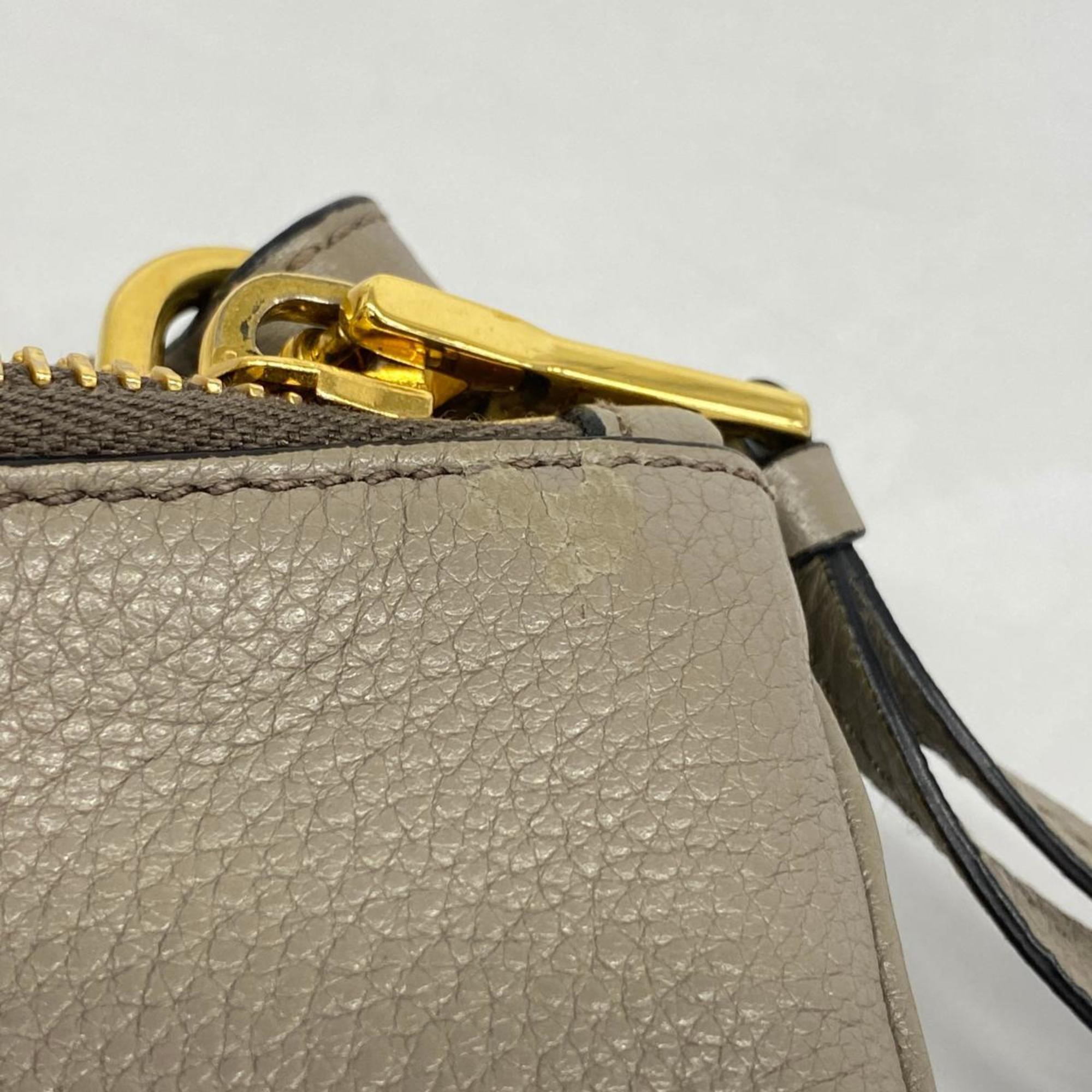 Prada shoulder bag leather beige ladies