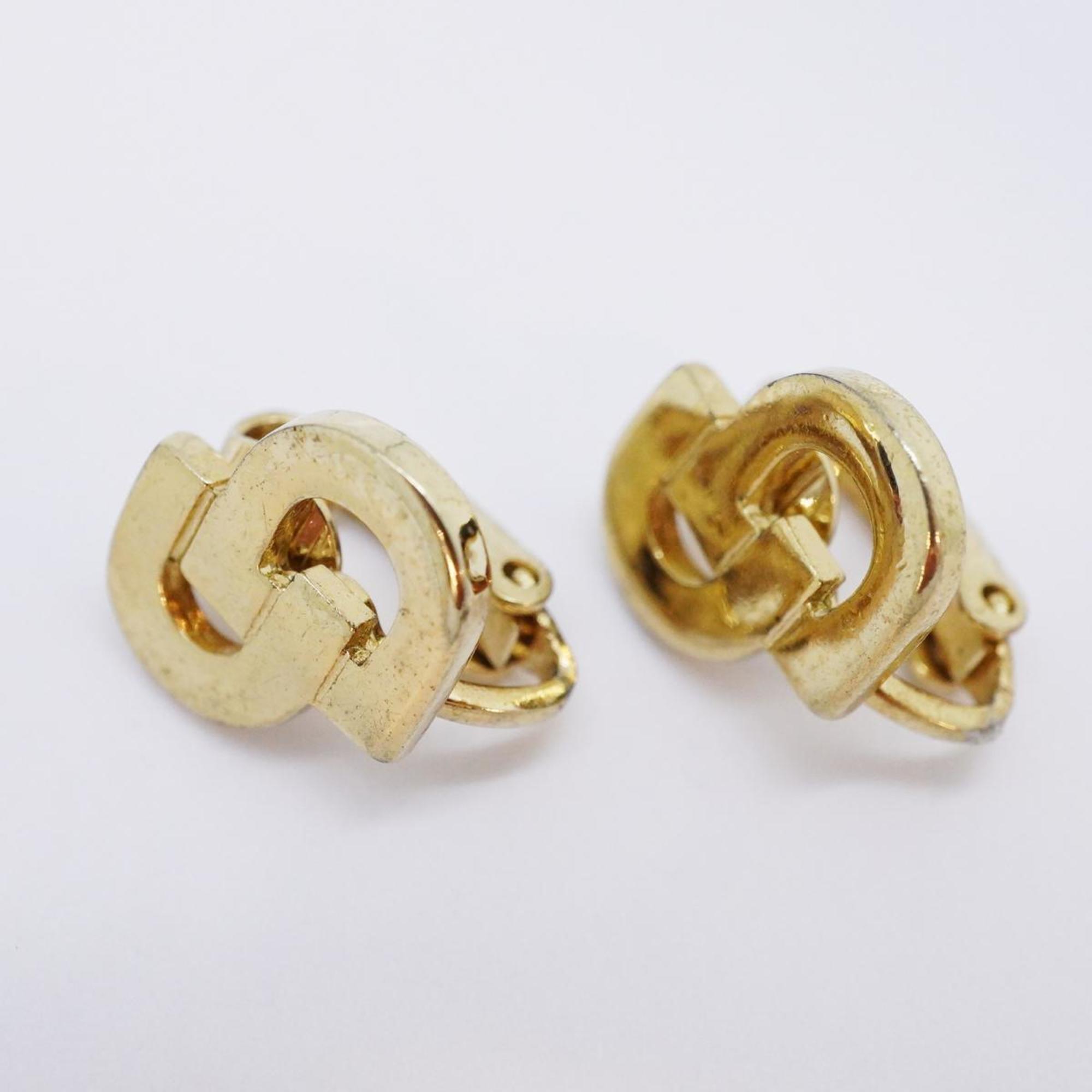 Christian Dior Earrings CD GP Plated Gold Women's