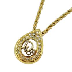 Christian Dior Necklace Rhinestone GP Plated Gold Women's