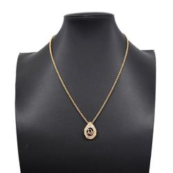 Christian Dior Necklace Rhinestone GP Plated Gold Women's