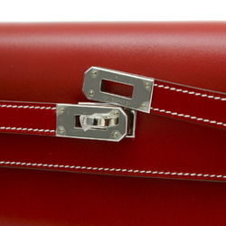 Hermes Kelly To Go Lock Shoulder Bag Box Calf Red W Engraved