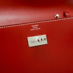 Hermes Kelly To Go Lock Shoulder Bag Box Calf Red W Engraved