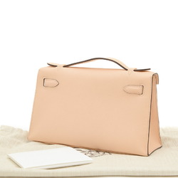 Hermes Pochette Kelly Shoulder Bag Swift Rose Eglantine X Engraved