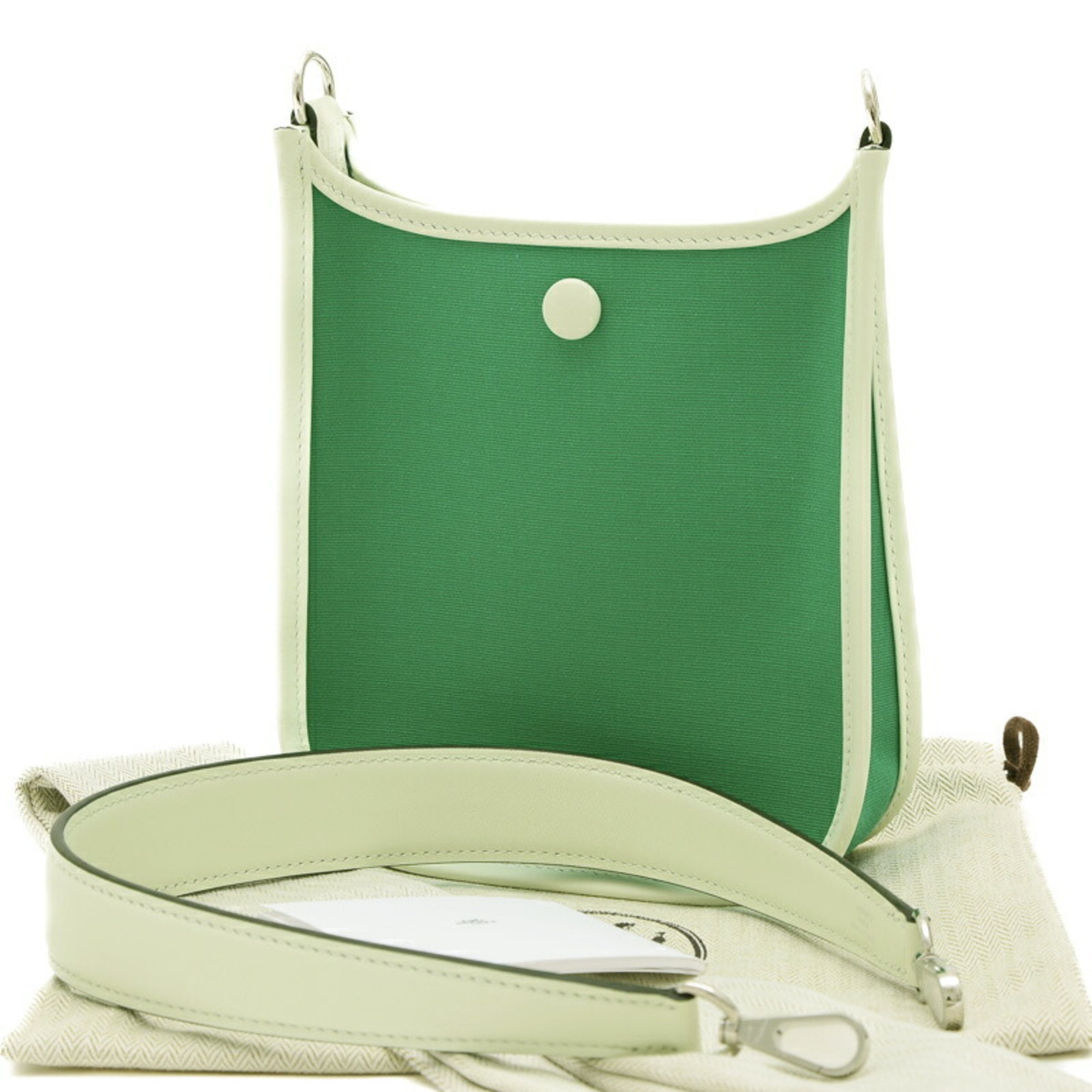 Hermes Neo Evelyn Shoulder Bag Toile Officier Mint Blue Vert Fizz Double Stamp