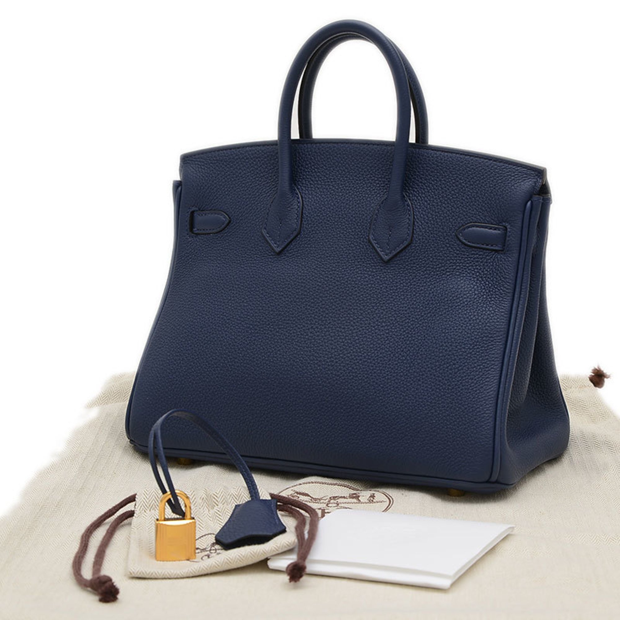 Hermes Birkin 25 Handbag Togo Blue Sapphire B Stamp