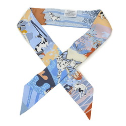 Hermes Twilly Scarf - Freedom En Liberte! Blue 100% Silk