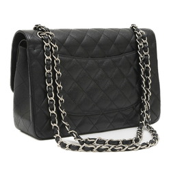 Chanel Deca Matelasse 30 Double Chain Shoulder Bag Caviar Black A58600