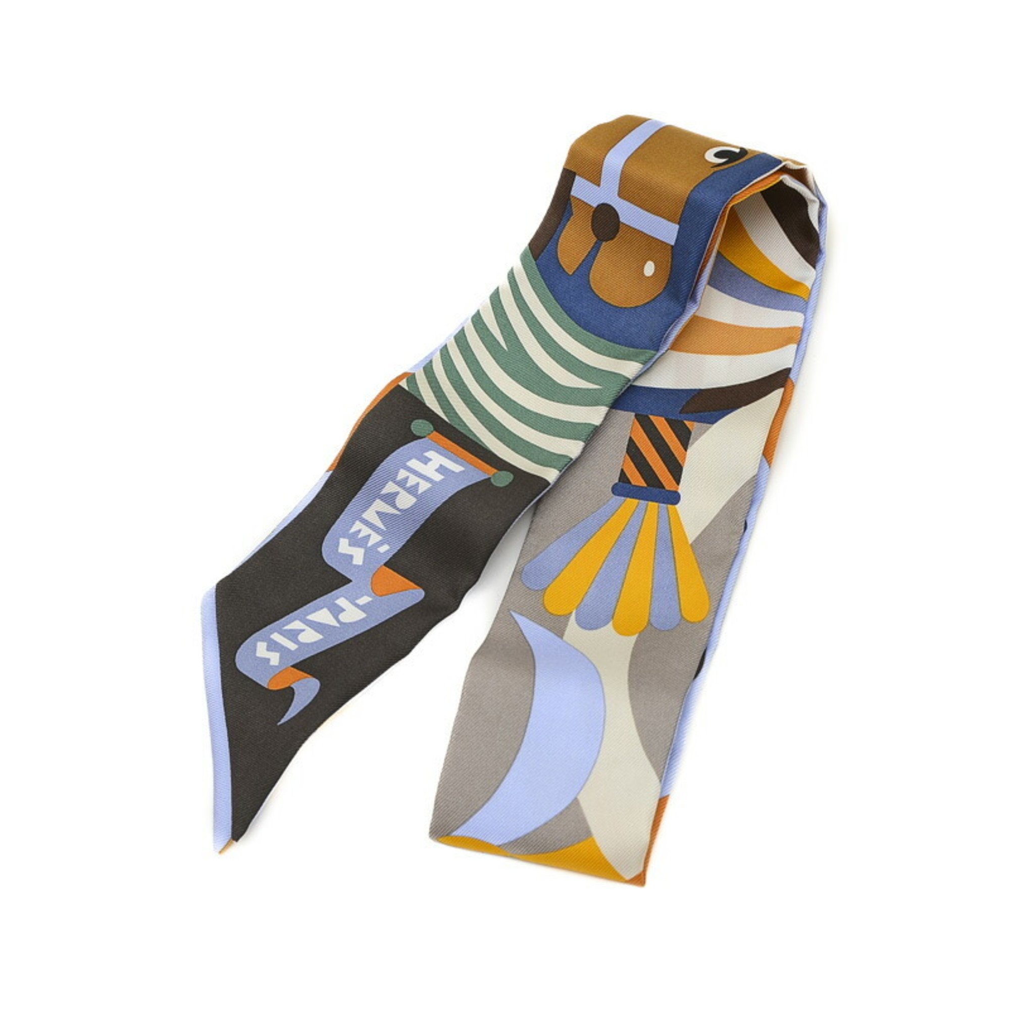 Hermes Twilly Scarf Parade en Fanfare Blue 100% Silk