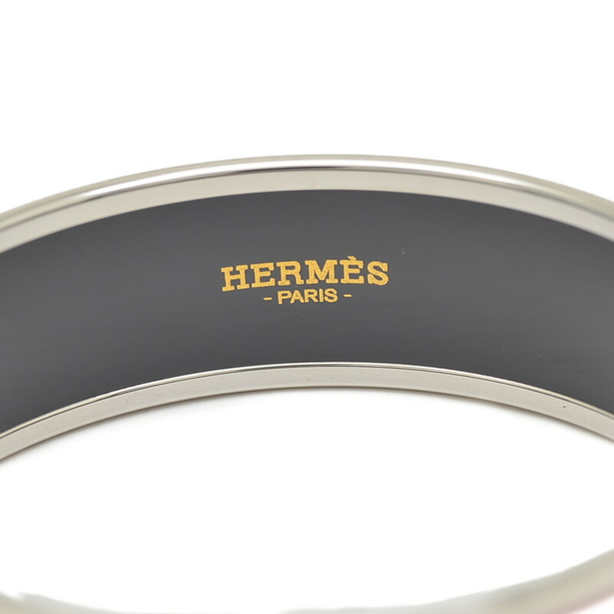 Hermes GM enamel large bracelet, smoke pink, silver