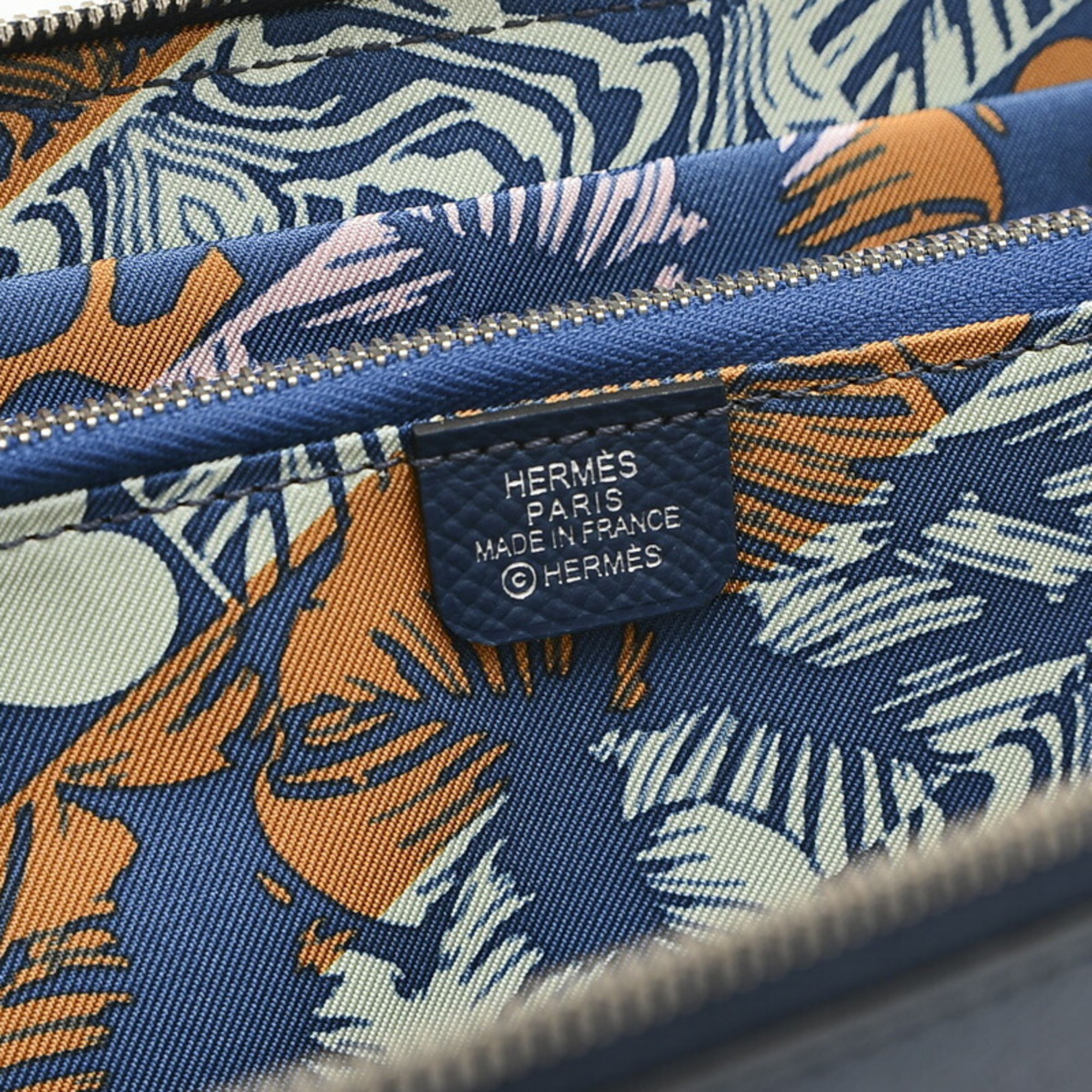 Hermes Azap Long Silk In Wallet Epson Blue Plus B Stamp