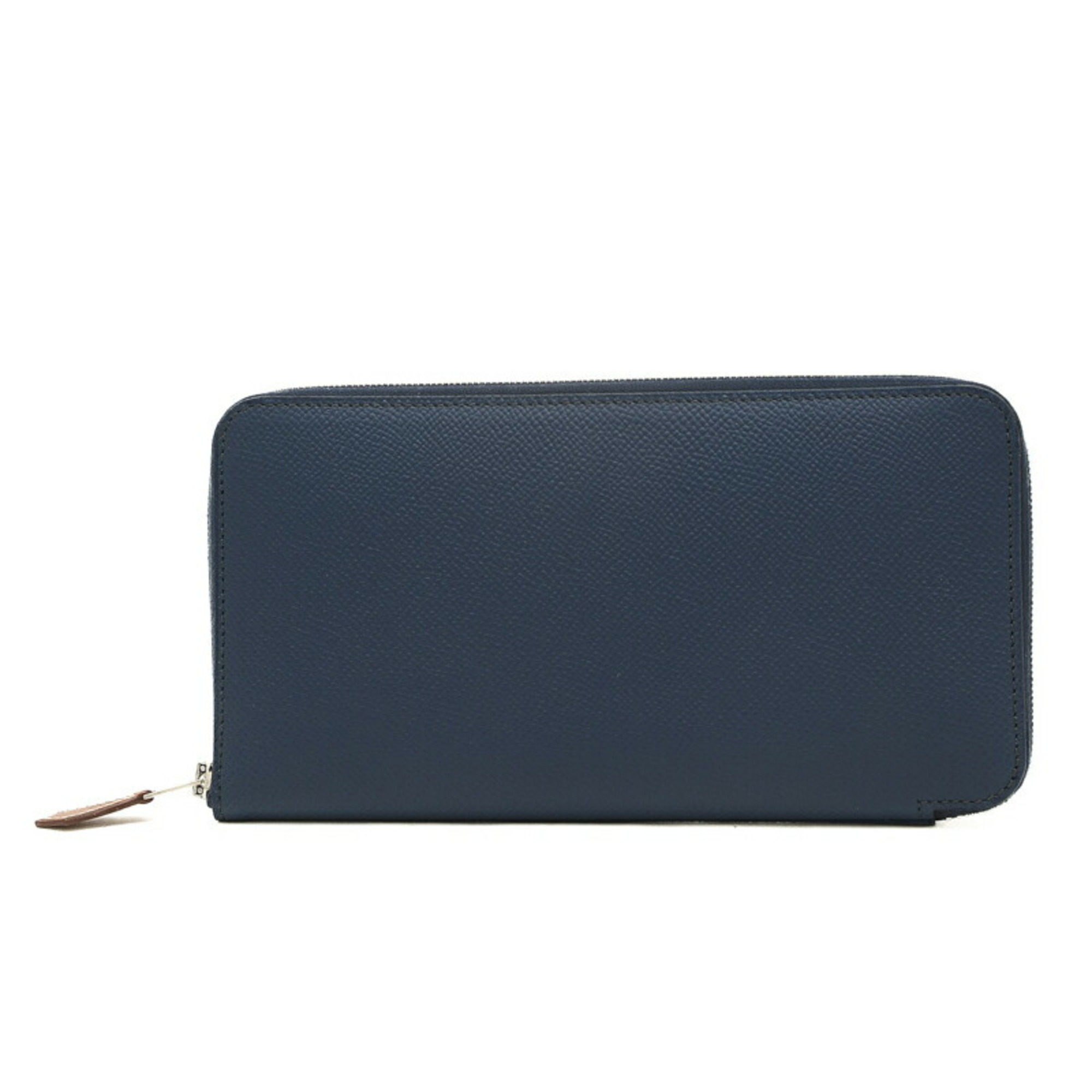 Hermes Azap Long Silk In Wallet Epson Blue Plus B Stamp