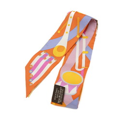 Hermes Twilly Parade en Fanfare Scarf Orange Silk