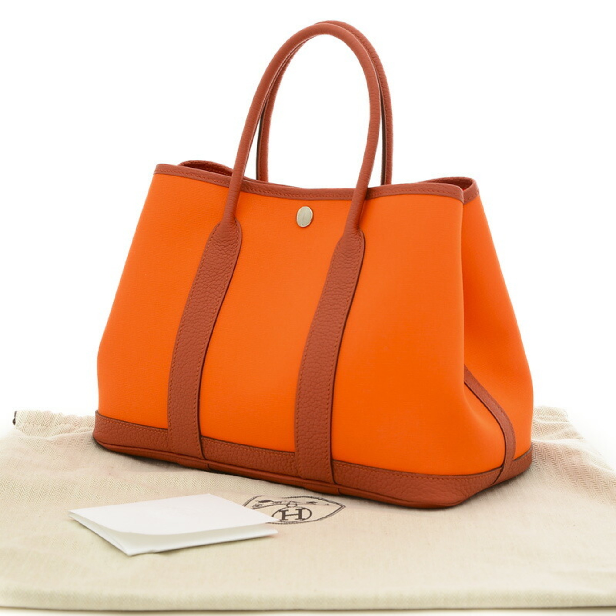 Hermes Garden TPM 30 Tote Bag Toile Negonda Orange Amber Sanguine B Stamp