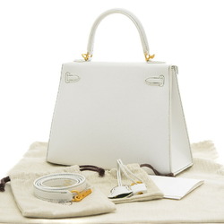 Hermes Kelly 25 Outer Stitching Handbag Epson White Vert Vertigo Y Stamp Personal Order