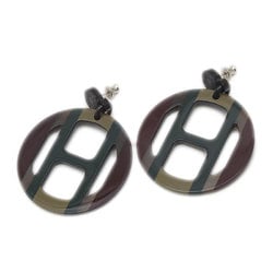 Hermes H Equipe Earrings Buffalo Horn Loden