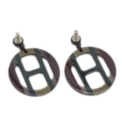 Hermes H Equipe Earrings Buffalo Horn Loden