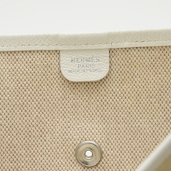 Hermes Evelyn PM Shoulder Bag Toile Leather White H Stamp