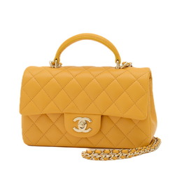 Chanel Chain Shoulder Bag Lambskin Yellow AS2431