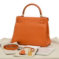 Hermes Kelly 28 Inner Stitching Handbag Taurillon Orange X Stamp