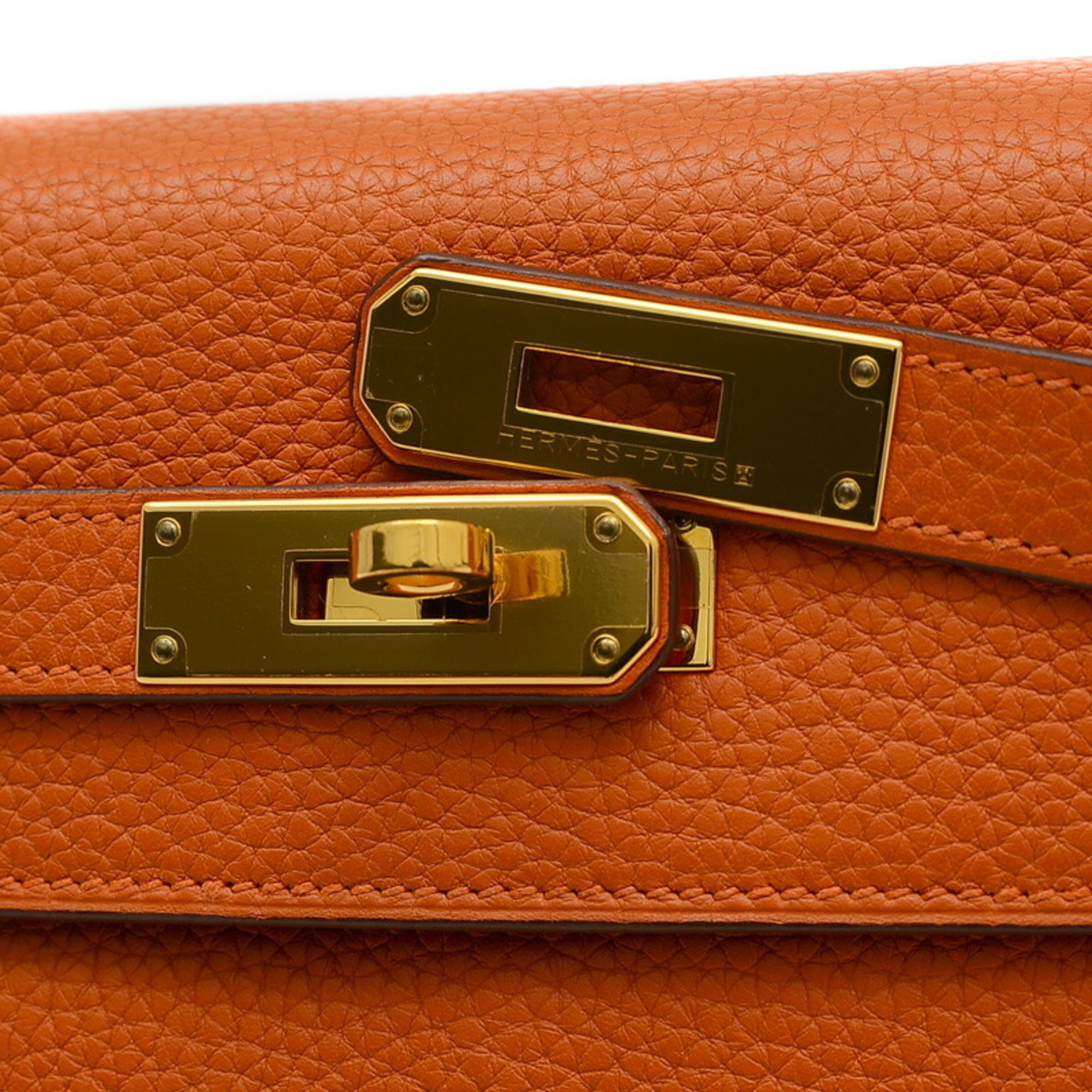 Hermes Kelly 28 Inner Stitching Handbag Taurillon Orange X Stamp