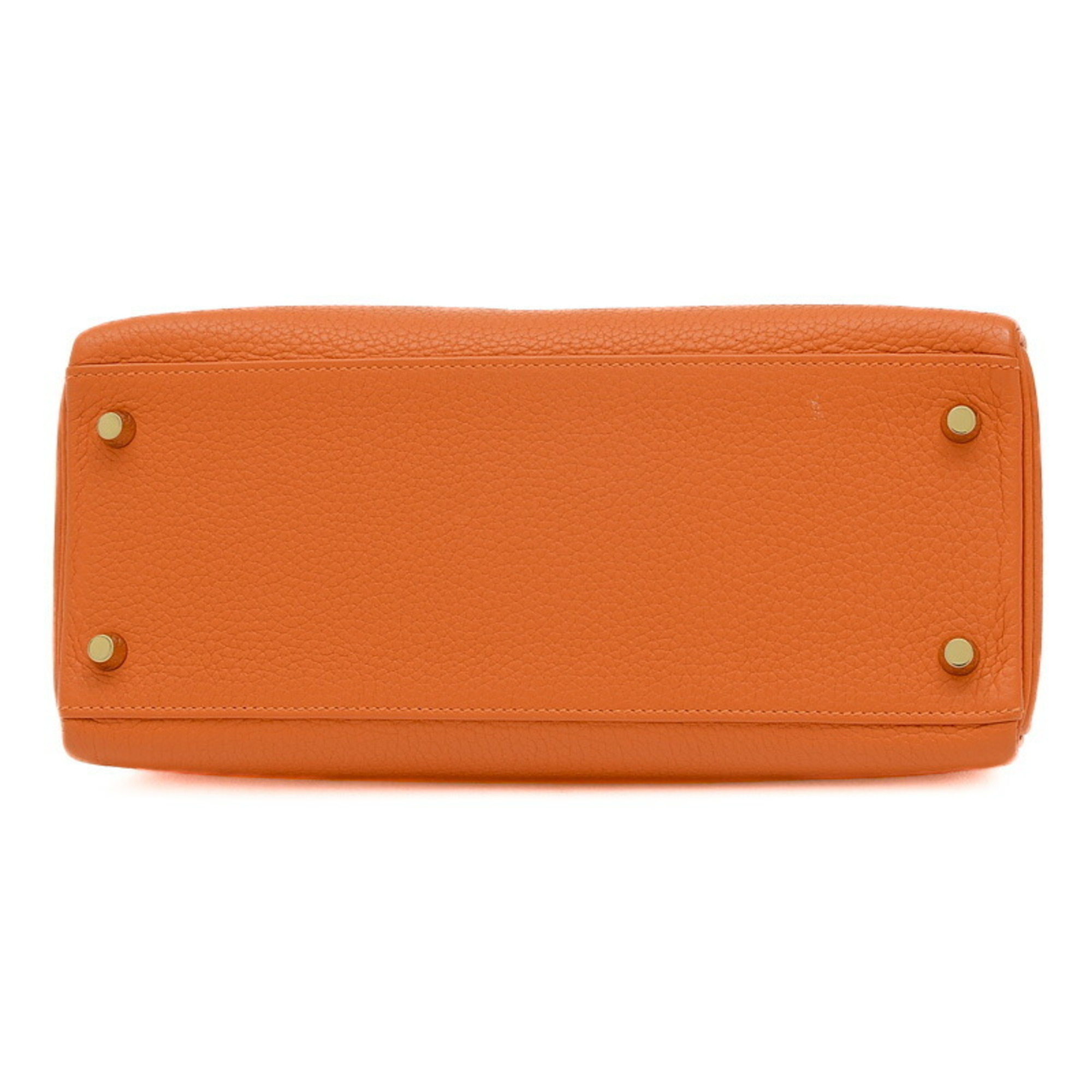 Hermes Kelly 28 Inner Stitching Handbag Taurillon Orange X Stamp