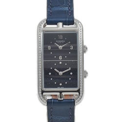 Hermes Nantucket Watch for Women, Diamond Bezel, Dual Time, Black Dial, Quartz, NA3.230