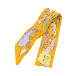 Hermes Twilly Scarf, Mille et Un Lapins, Yellow, 100% Silk