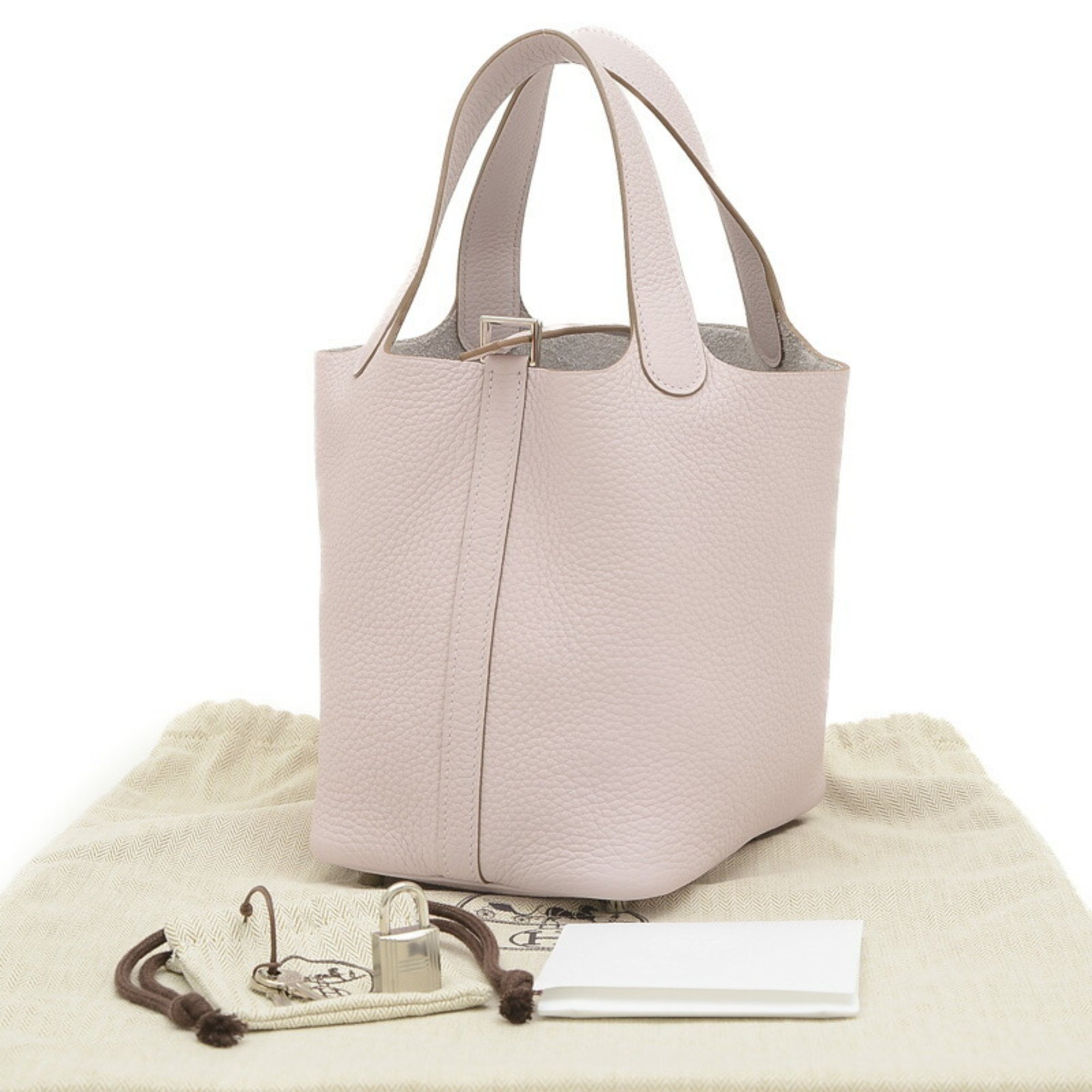 Hermes Picotin Lock PM 18 Handbag Taurillon Mauve Pale W Stamp