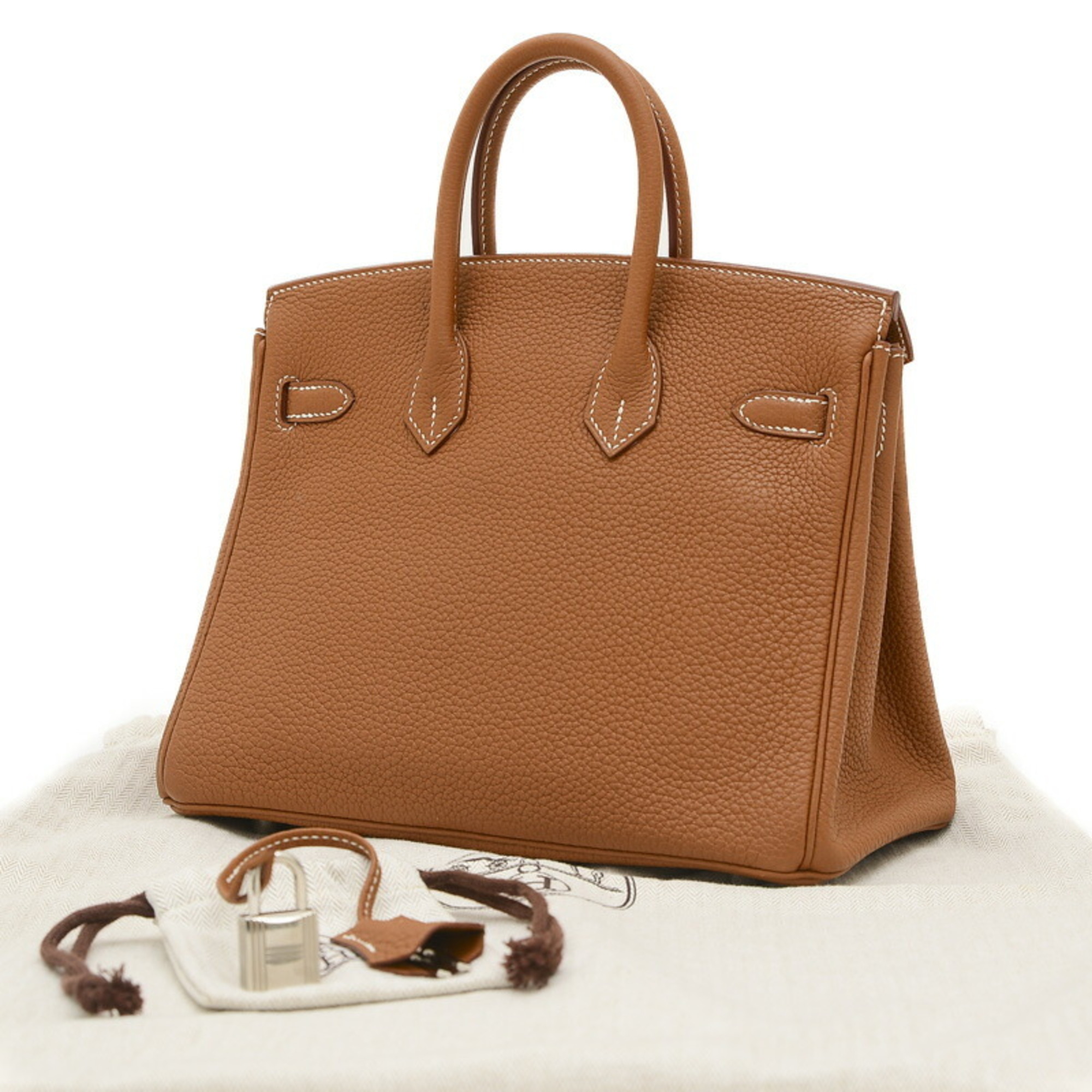 Hermes Birkin 25 handbag Togo Gold A stamp