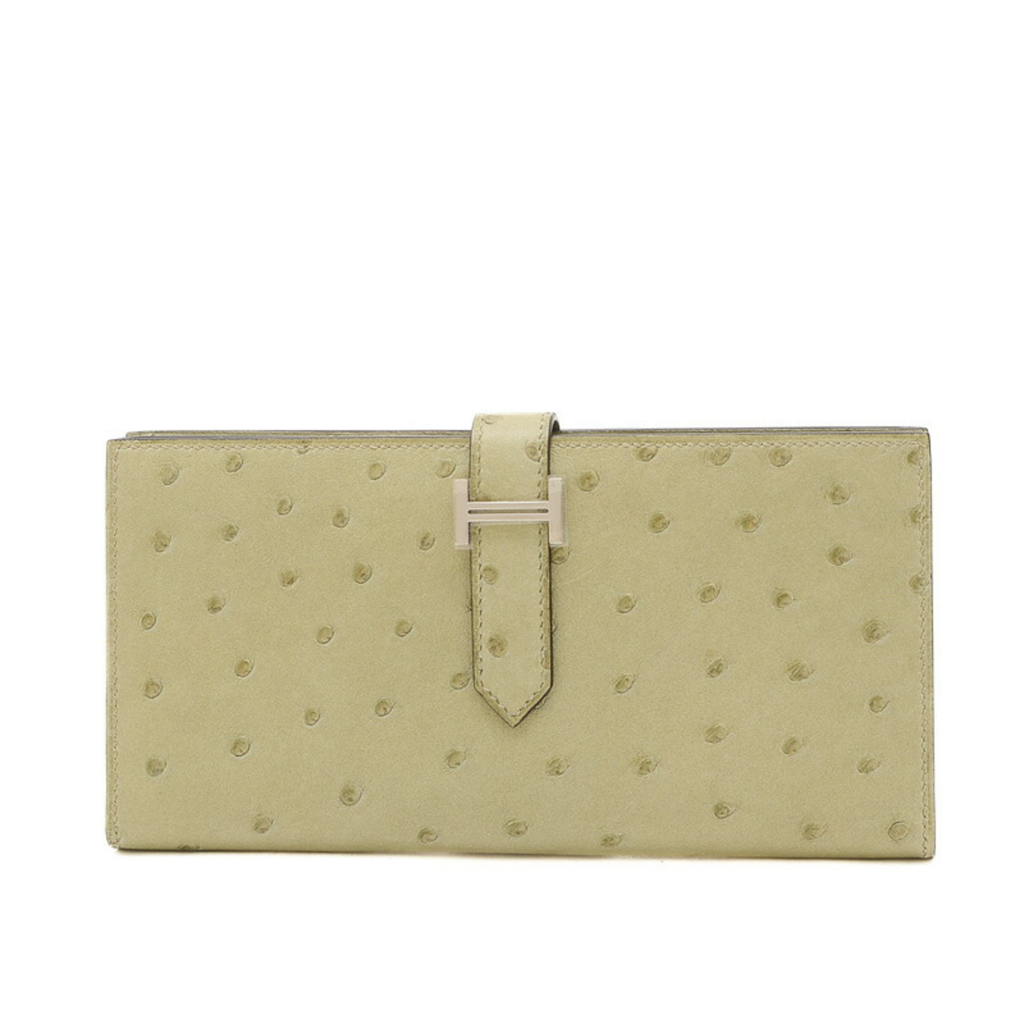 Hermes Bearn Soufflet Long Wallet Aust Sage B Stamp