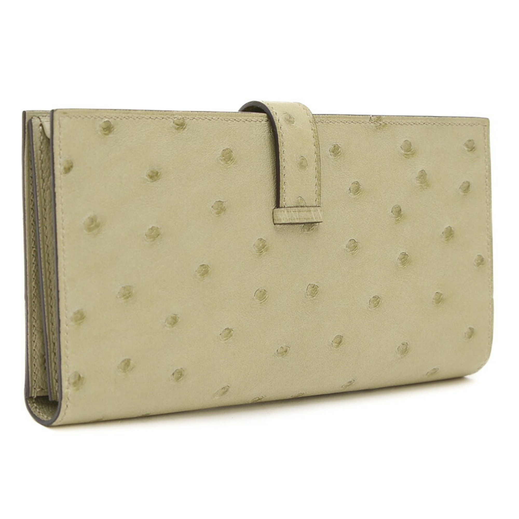 Hermes Bearn Soufflet Long Wallet Aust Sage B Stamp