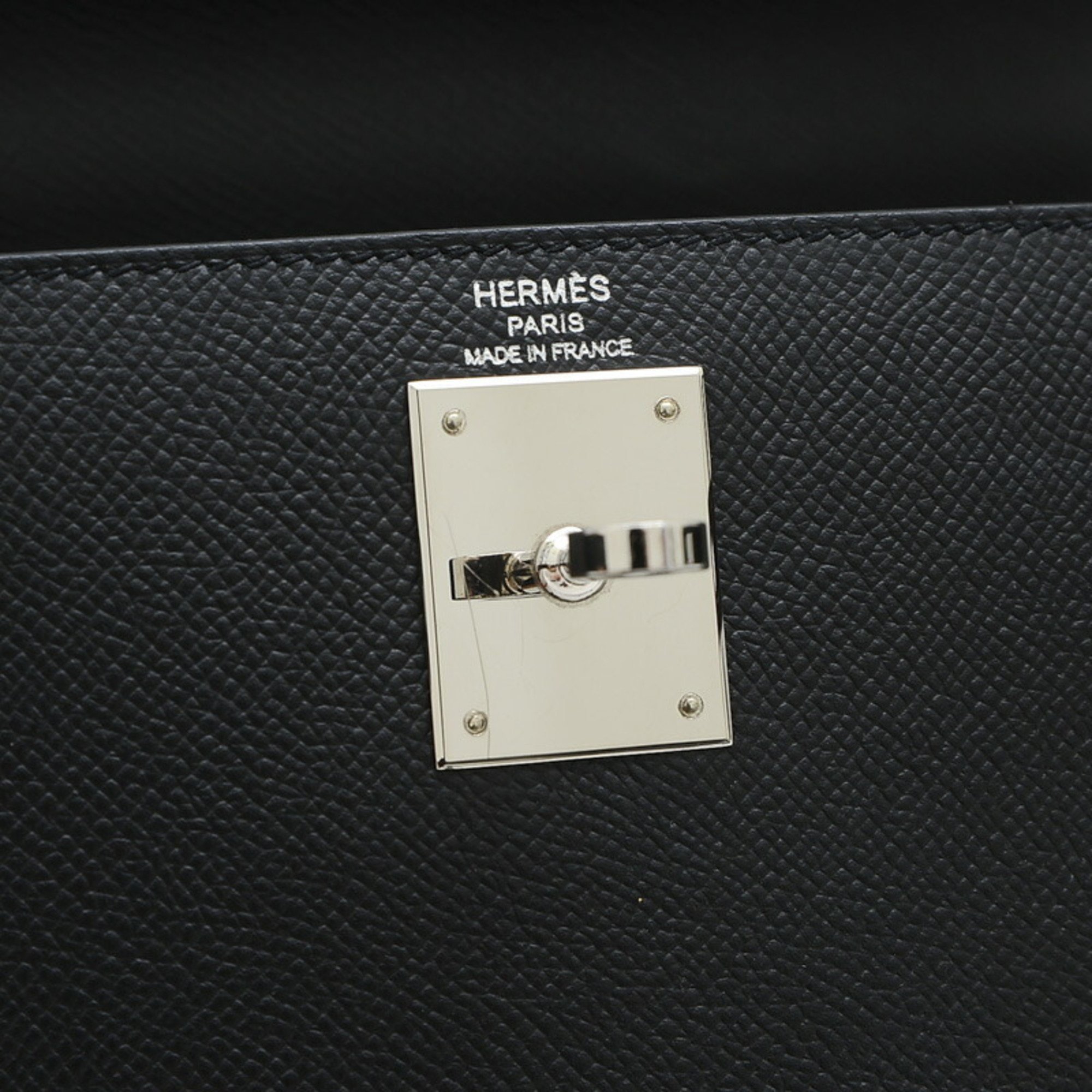 Hermes Kelly 28 Outer Stitched Handbag Epson Black Y Stamp