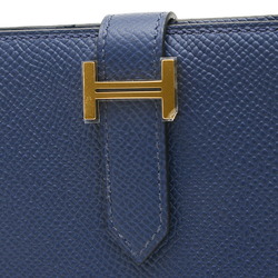 Hermes Bearn Compact Bi-fold Wallet Epson Blue Navy W Engraved