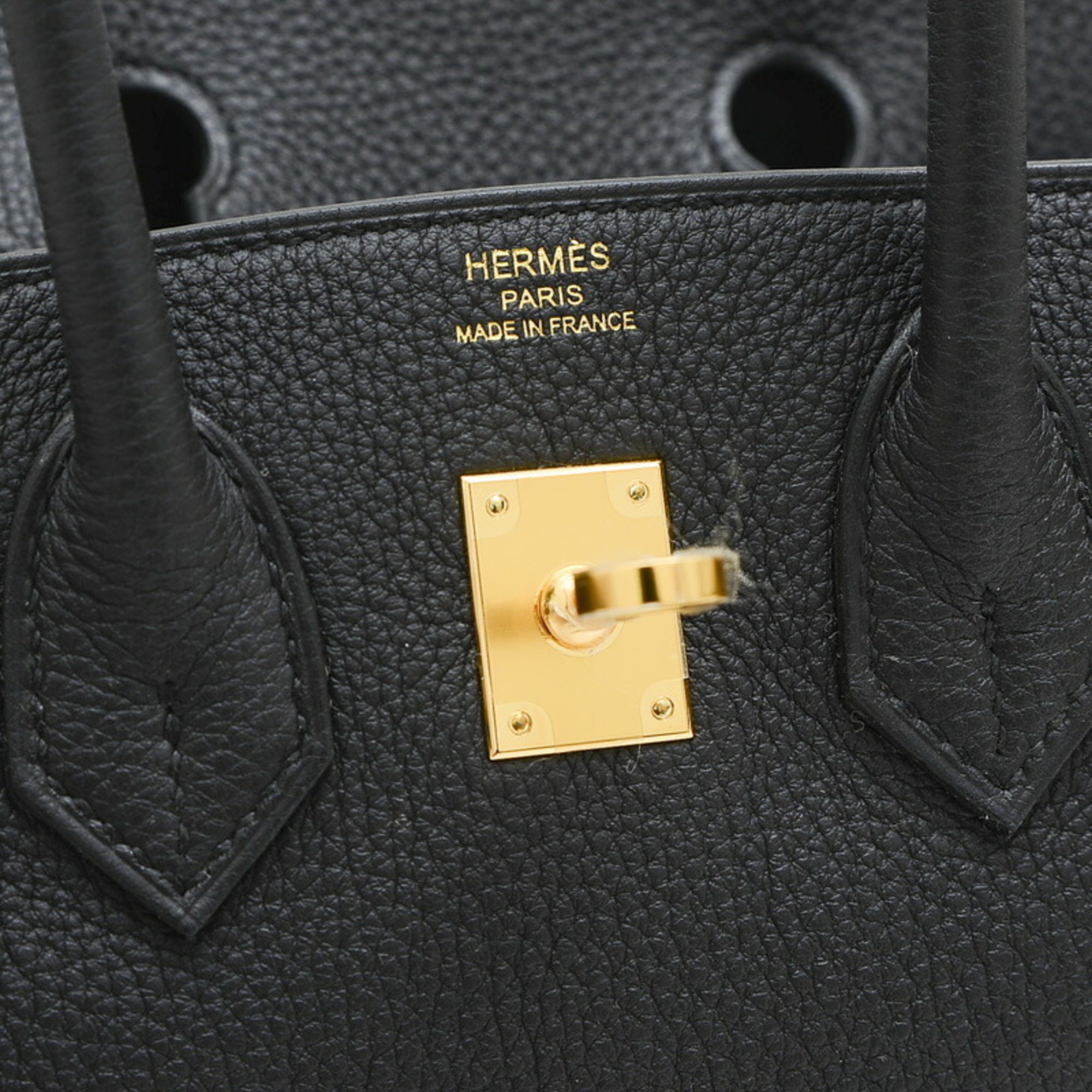 Hermes Birkin 25 Handbag Togo Black W Engraved