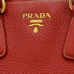 Prada Tote Bag Leather Red BN2579 Shoulder Strap Missing